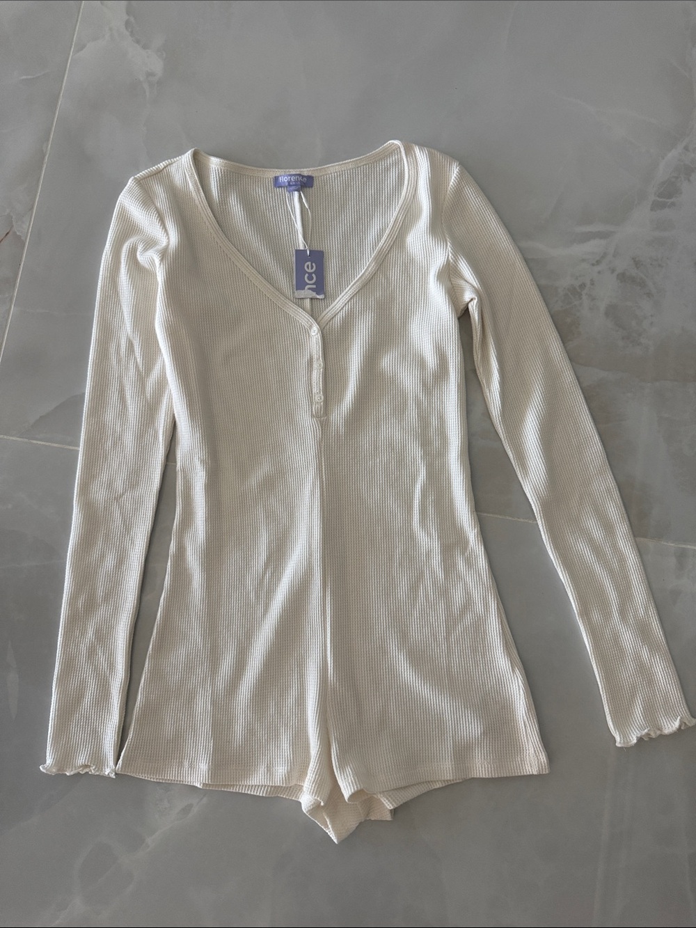 Romper SOFT Cream Waffle Long-Sleeve